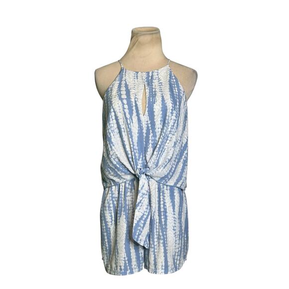 Fab'rik blue white tie dye print sleeveless romper size Medium - Picture 1 of 16